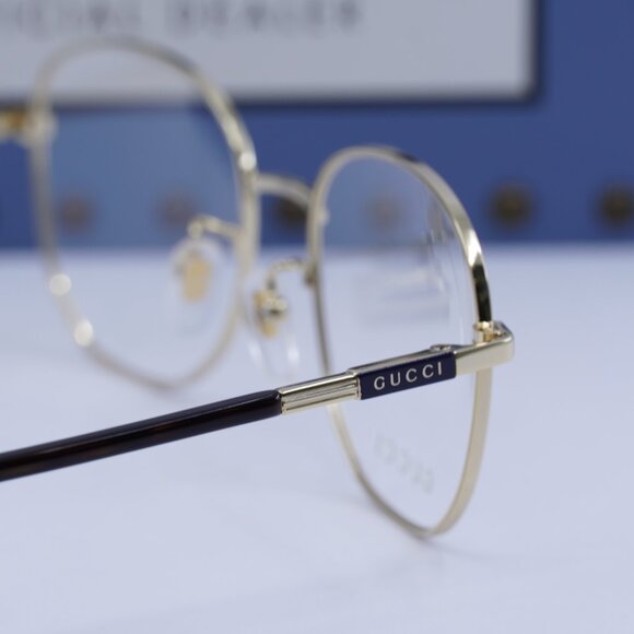 Gucci GG1352O 004 Rectangle Eyeglasses - Gold/Dark Havana 53mm - Picture 10 of 12